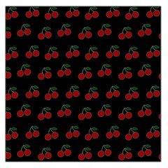 Cherries Black Large Satin Scarf (square) by snowwhitegirl