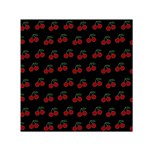 Cherries Black Small Satin Scarf (Square) Front