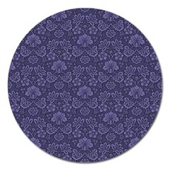 Damask Purple Magnet 5  (round)