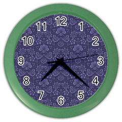 Damask Purple Color Wall Clocks by snowwhitegirl