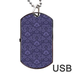 Damask Purple Dog Tag Usb Flash (one Side) by snowwhitegirl