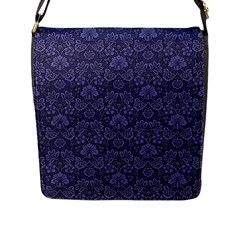 Damask Purple Flap Messenger Bag (l)  by snowwhitegirl