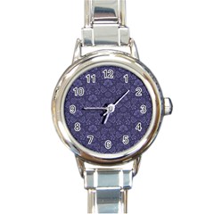 Damask Purple Round Italian Charm Watch by snowwhitegirl