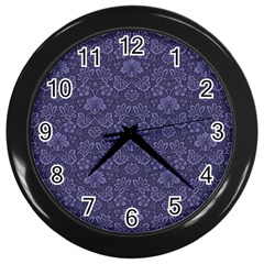 Damask Purple Wall Clocks (black)