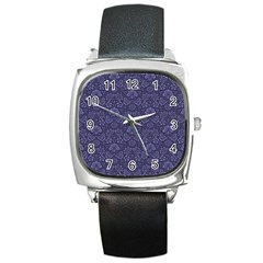 Damask Purple Square Metal Watch by snowwhitegirl