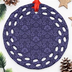 Damask Purple Round Filigree Ornament (two Sides) by snowwhitegirl