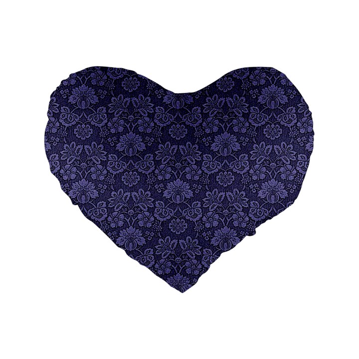 Damask Purple Standard 16  Premium Heart Shape Cushions