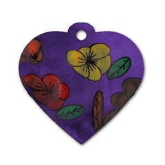 Flowers Dog Tag Heart (one Side)