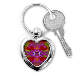 Shimmering Pond With Lotus Bloom Key Chains (heart)  by pepitasart