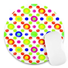 Multicolored Circles Motif Pattern Round Mousepads by dflcprints