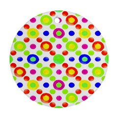 Multicolored Circles Motif Pattern Ornament (round) by dflcprints