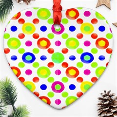 Multicolored Circles Motif Pattern Ornament (heart) by dflcprints