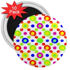 Multicolored Circles Motif Pattern 3  Magnets (10 Pack)  by dflcprints