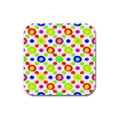 Multicolored Circles Motif Pattern Rubber Square Coaster (4 Pack)  by dflcprints