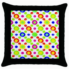 Multicolored Circles Motif Pattern Throw Pillow Case (black) by dflcprints