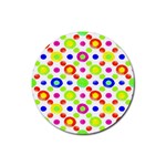 Multicolored Circles Motif Pattern Rubber Round Coaster (4 pack)  Front