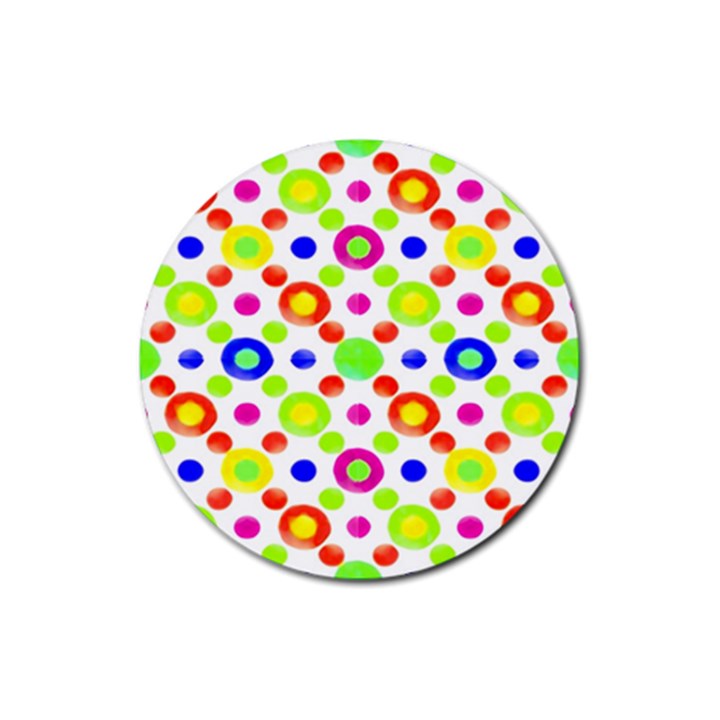 Multicolored Circles Motif Pattern Rubber Round Coaster (4 pack) 