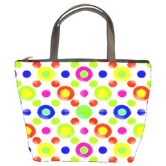 Multicolored Circles Motif Pattern Bucket Bags by dflcprints