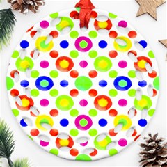 Multicolored Circles Motif Pattern Ornament (round Filigree) by dflcprints