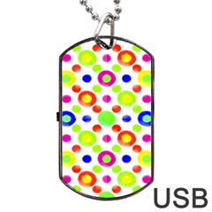 Multicolored Circles Motif Pattern Dog Tag Usb Flash (one Side) by dflcprints