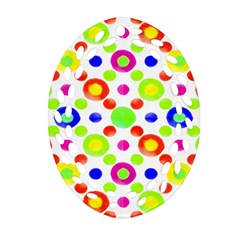 Multicolored Circles Motif Pattern Oval Filigree Ornament (two Sides) by dflcprints