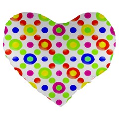 Multicolored Circles Motif Pattern Large 19  Premium Heart Shape Cushions by dflcprints