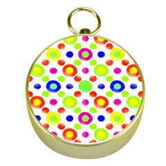 Multicolored Circles Motif Pattern Gold Compasses by dflcprints