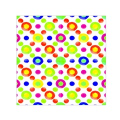 Multicolored Circles Motif Pattern Small Satin Scarf (square) by dflcprints