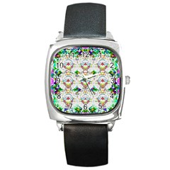 Nine Little Cartoon Dogs In The Green Grass Square Metal Watch by pepitasart