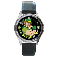 St  Patricks Day Round Metal Watch by Valentinaart