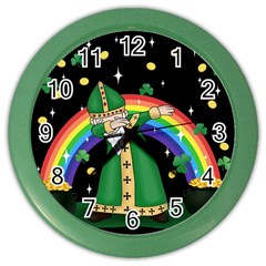  St  Patrick  Dabbing Color Wall Clocks by Valentinaart