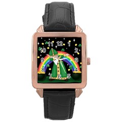  St  Patrick  Dabbing Rose Gold Leather Watch  by Valentinaart