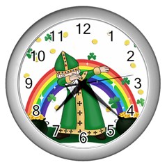  St  Patrick  Dabbing Wall Clocks (silver)  by Valentinaart