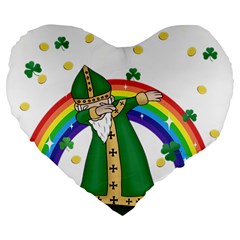  St  Patrick  Dabbing Large 19  Premium Heart Shape Cushions by Valentinaart