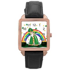  St  Patrick  Dabbing Rose Gold Leather Watch  by Valentinaart