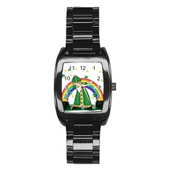  St  Patrick  Dabbing Stainless Steel Barrel Watch by Valentinaart