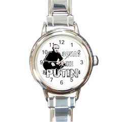 Squat Like Putin Round Italian Charm Watch by Valentinaart