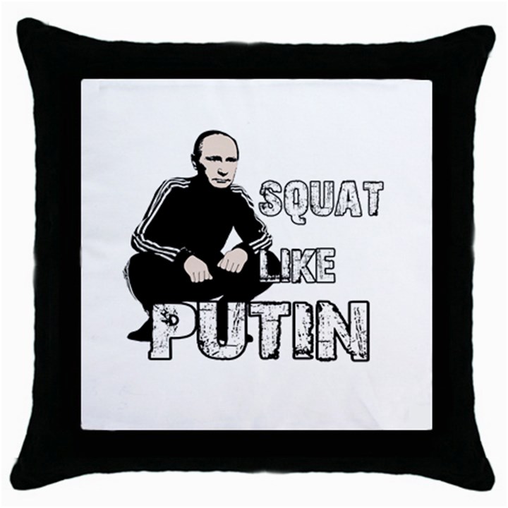 Squat like Putin Throw Pillow Case (Black)