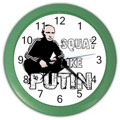 Squat Like Putin Color Wall Clocks by Valentinaart