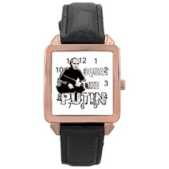 Squat Like Putin Rose Gold Leather Watch  by Valentinaart