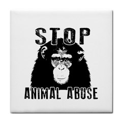 Stop Animal Abuse - Chimpanzee  Tile Coasters by Valentinaart