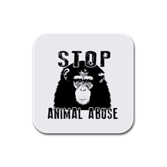 Stop Animal Abuse - Chimpanzee  Rubber Square Coaster (4 Pack)  by Valentinaart