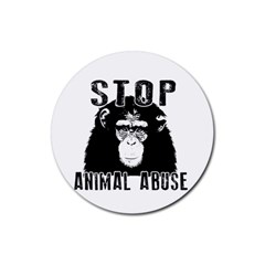 Stop Animal Abuse - Chimpanzee  Rubber Round Coaster (4 Pack)  by Valentinaart