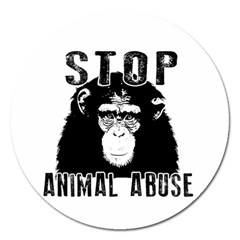 Stop Animal Abuse - Chimpanzee  Magnet 5  (round) by Valentinaart