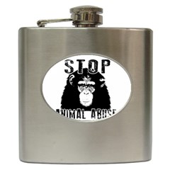 Stop Animal Abuse - Chimpanzee  Hip Flask (6 Oz) by Valentinaart