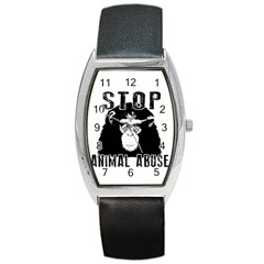 Stop Animal Abuse - Chimpanzee  Barrel Style Metal Watch by Valentinaart