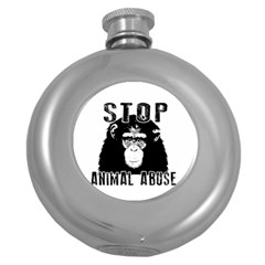 Stop Animal Abuse - Chimpanzee  Round Hip Flask (5 Oz) by Valentinaart