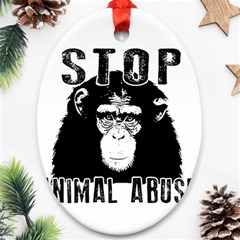 Stop Animal Abuse - Chimpanzee  Oval Ornament (two Sides) by Valentinaart