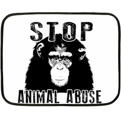 Stop Animal Abuse - Chimpanzee  Fleece Blanket (mini) by Valentinaart