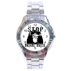 Stop Animal Abuse - Chimpanzee  Stainless Steel Analogue Watch by Valentinaart